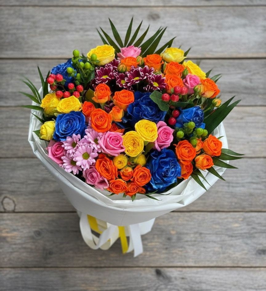 Букет цветов из: Розы и Хризантемы в Игумново