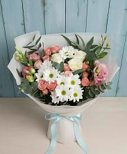 Букет цветов из:  Розы, Лизиантусы и Хризантемы в Игумново