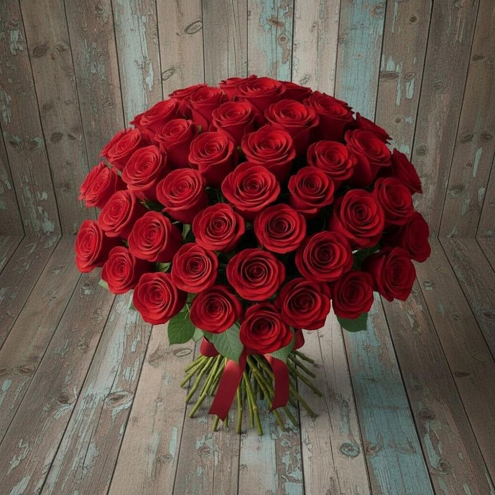 Букет 55 Красных роз Фридом в Игумново