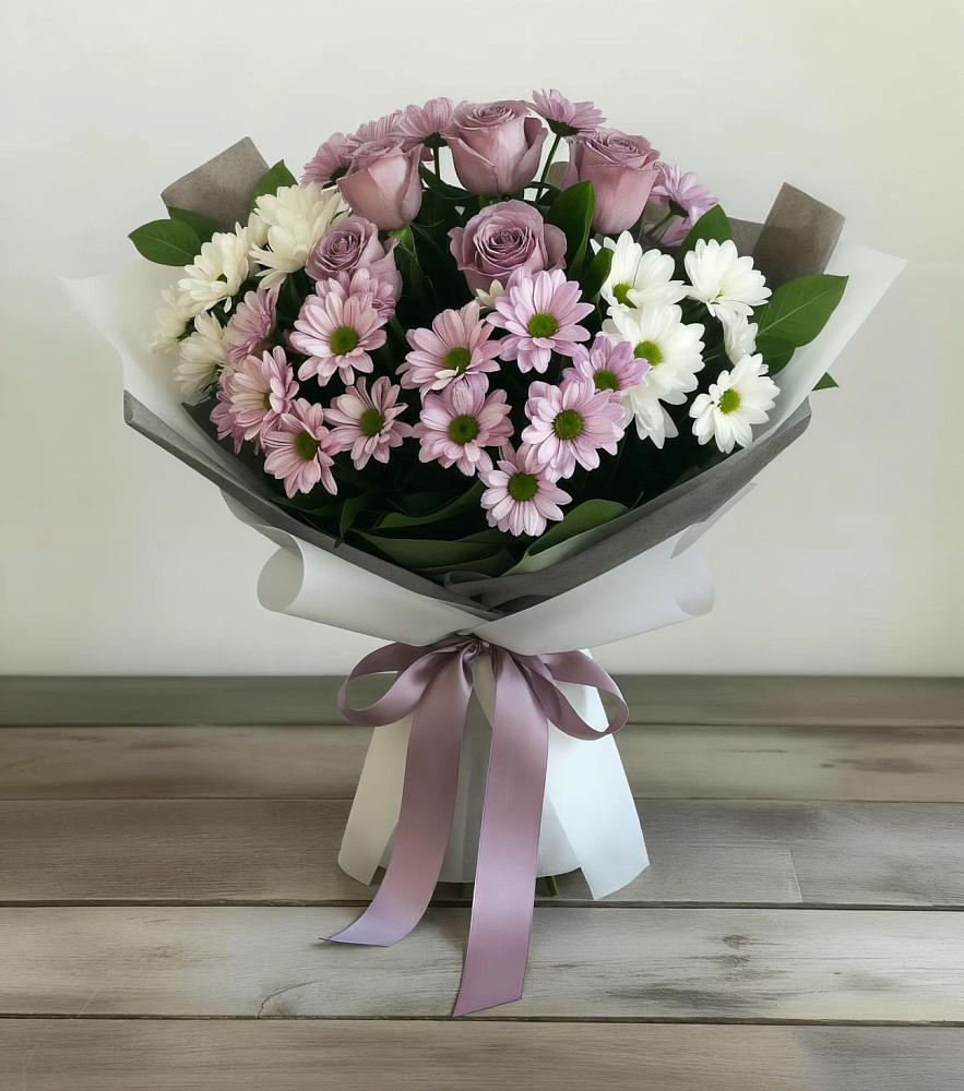 Букет цветов из: Хризантемы и Розы в Игумново