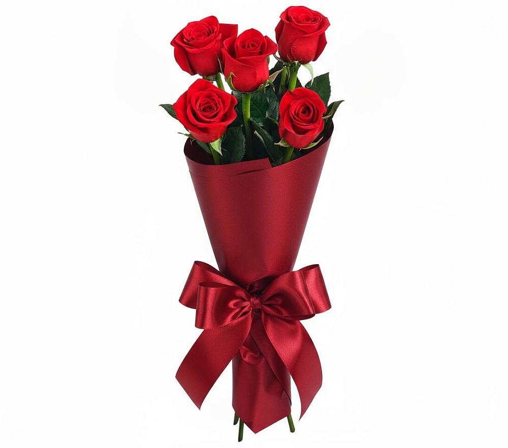 Букет 5 Красных роз Эдлесс Лав в Игумново