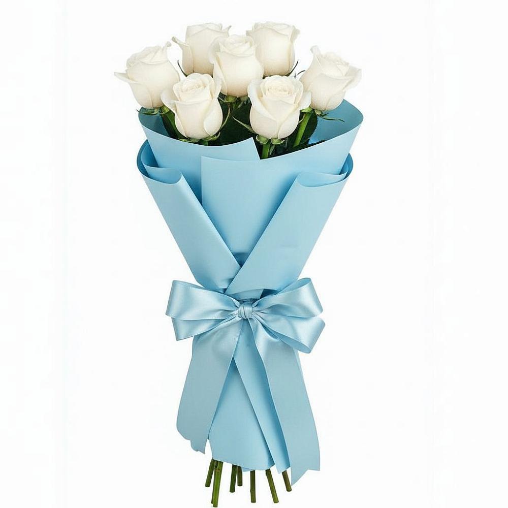 Букет 7 белых роз Проуд в Игумново