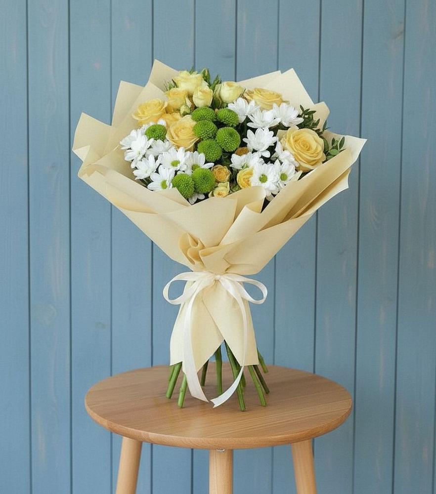 Букет цветов из: Хризантемы и Розы в Игумново