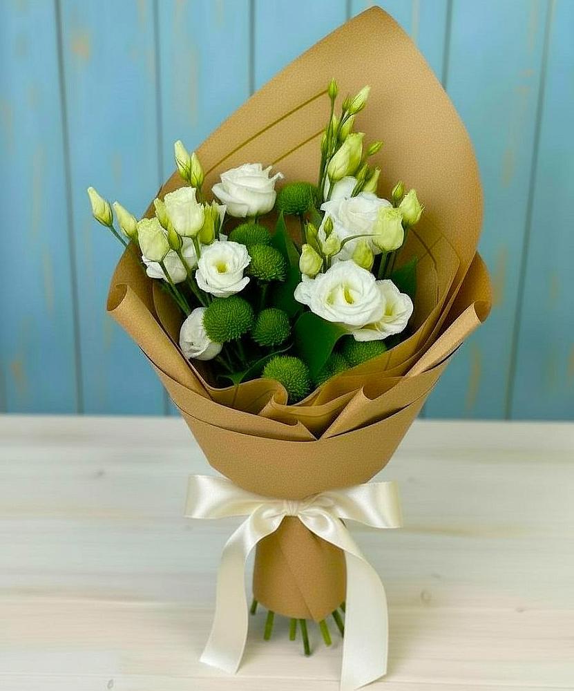 Букет цветов из: Хризантемы и Лизиантусы в Игумново