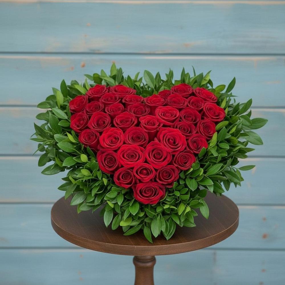 Цветочная композиция из Розы в виде сердца в Игумново