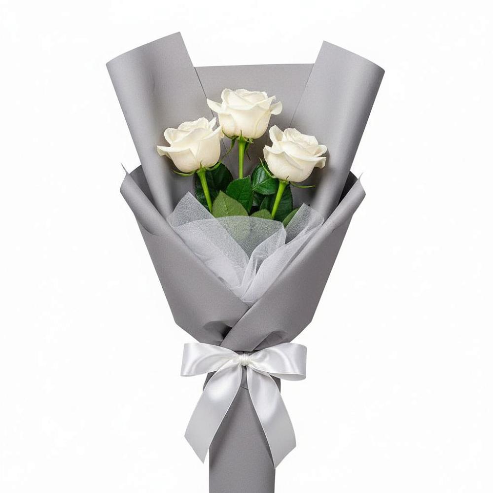 Букет 3 белые розы в Игумново