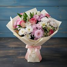 Букет цветов из:  Хризантемы, Альстромерии и Розы в Игумново