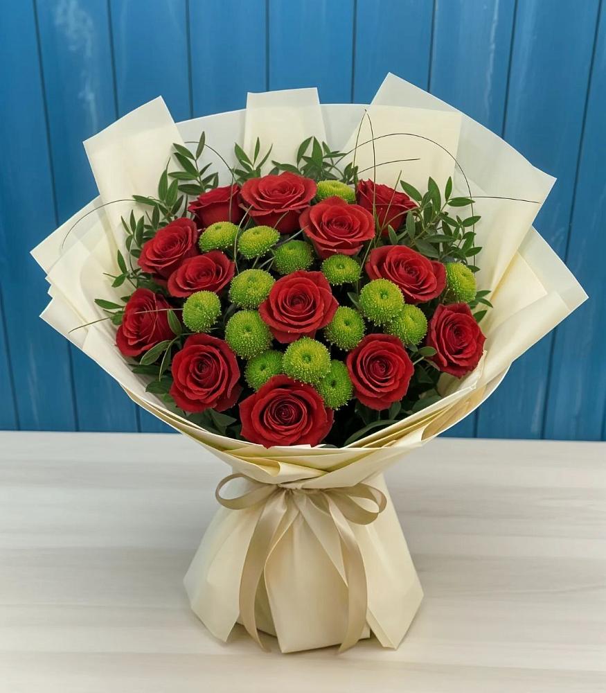 Букет цветов из: Розы и Хризантемы в Игумново