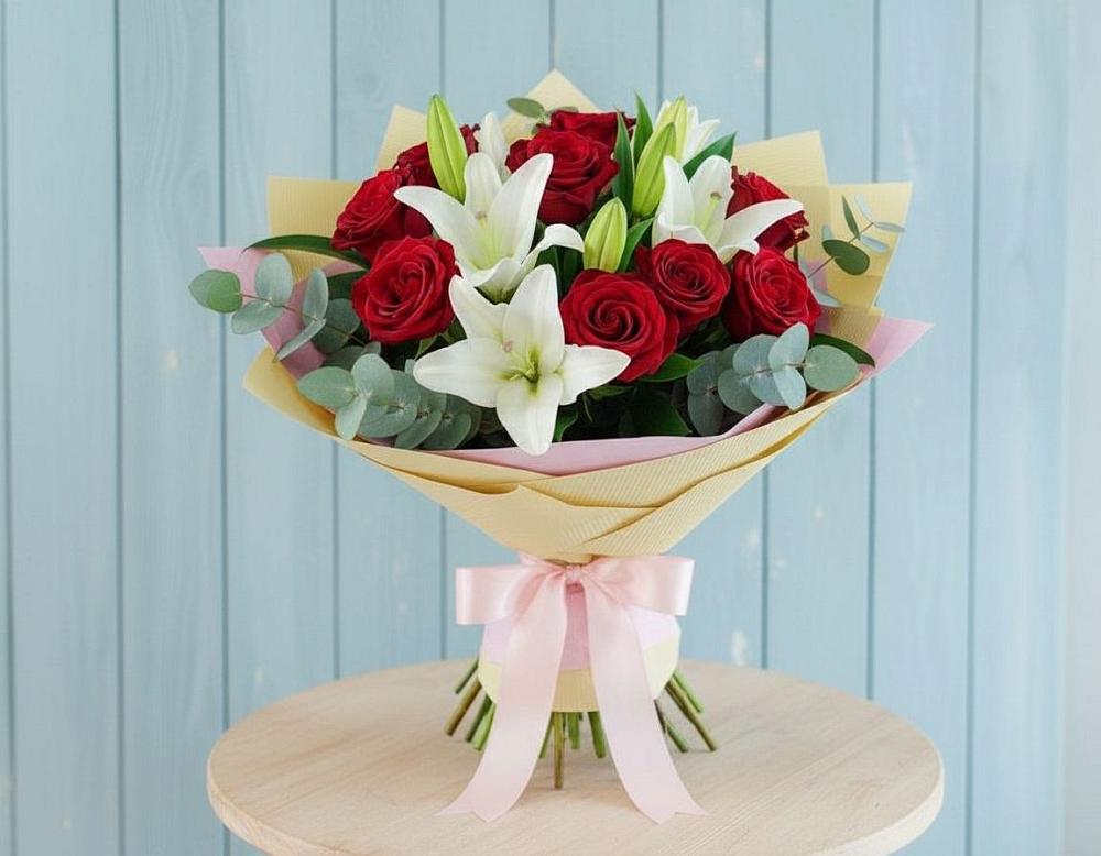 Букет цветов из: Лилии и Розы в Игумново